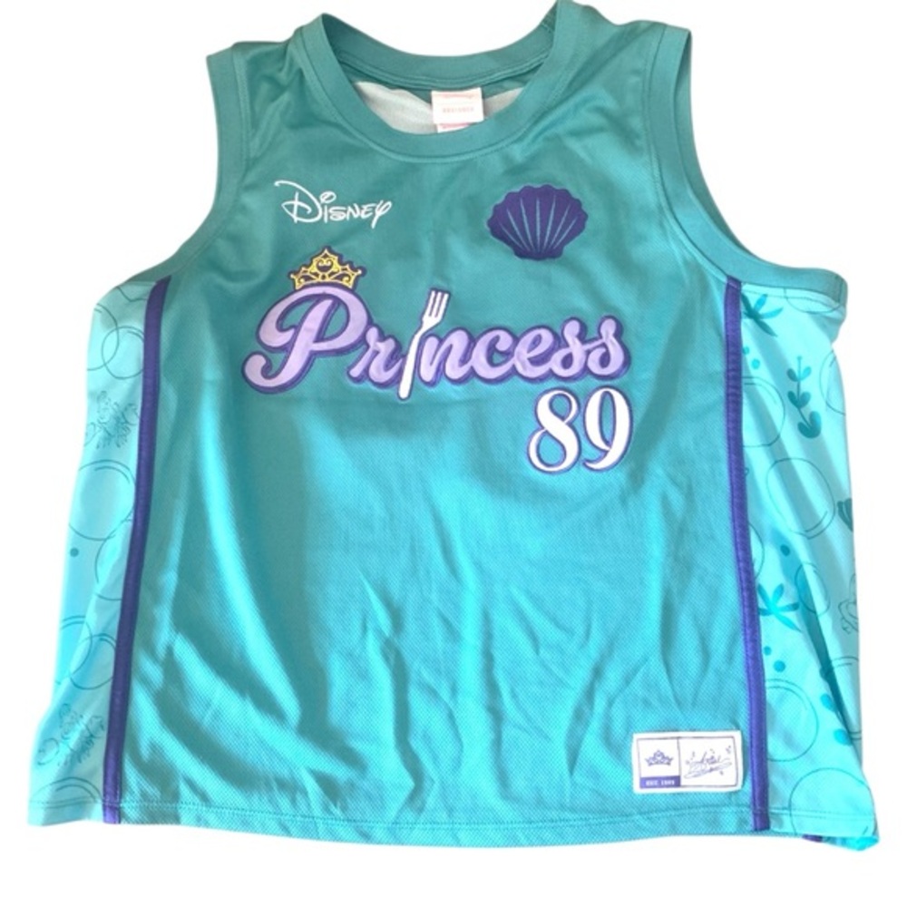 Disney BoxLunch Ariel Princess 89 Jersey Tank Top XL Teal Mesh Little Mermaid